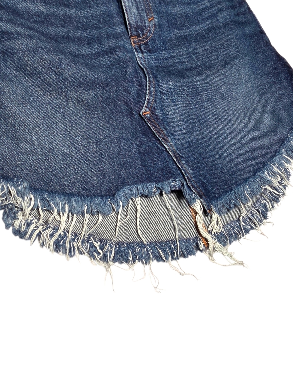 Free People We The Free Bailey Denim Mini Skirt Frayed Hem Medium Wash 26 NWT - Picture 4 of 12